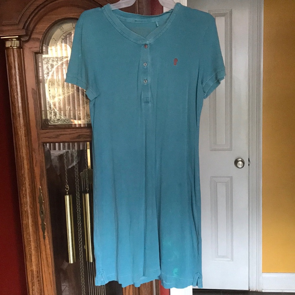 TOMMY BAHAMA-Vintage teal shirt dress size M💕